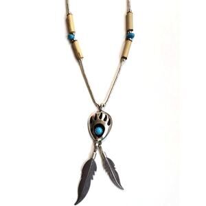 Vintage Quoc Bear Claw Turquoise Necklace in Sterling Silver